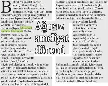 Akdeniz Gerçek, 24 Aralık 2013: Kapalı ameliyatlarla hızlı iyileşme mümkün
