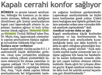 Akdeniz İmece, 25 Aralık 2013: Kapalı ameliyatlarla hızlı iyileşme mümkün